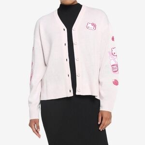 Hello Kitty Strawberry Milk Skimmer Cardigan Sweater Sanrio Pastel Pink Large